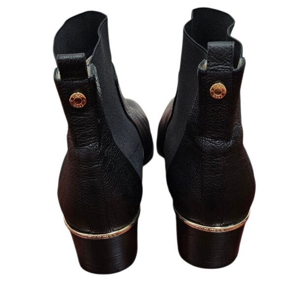 Jimmy Choo Black Leather Chelsea Ankle Boots US10/EU41 Gold Heel Accent Slip-On - Picture 7 of 15